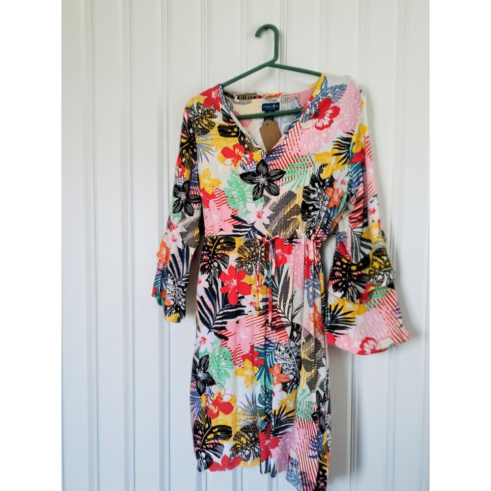 NWOT Caribbean Joe Women's M Floral Dress Beach Swim Cover-Up